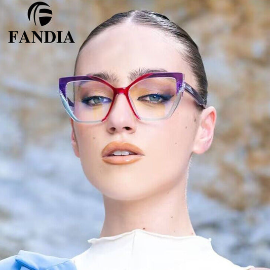 Box Frame Anti-Blue Light Glasses – Geometric Full Frame Flat Mirror Eyewear