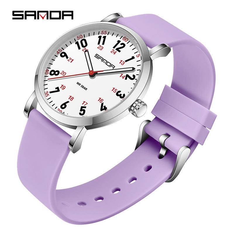 Sanda Women’s Luxury Quartz Watch – Elegant Waterproof Silicone Strap Fashion Watch
