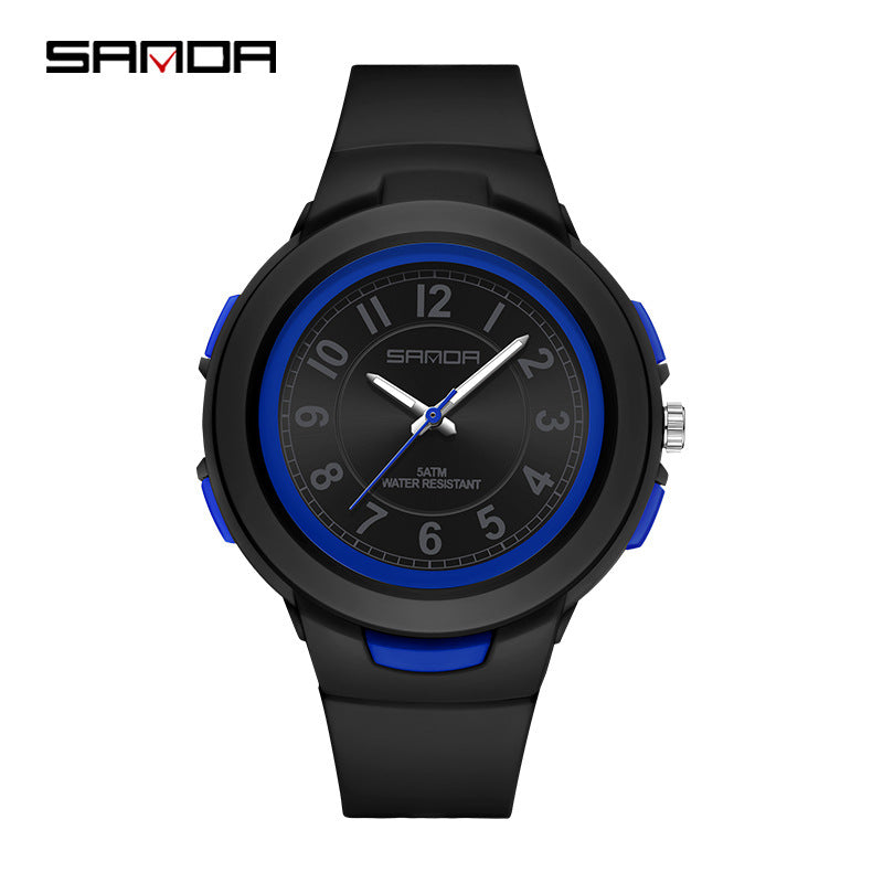 Sanda Waterproof Quartz Watch – Casual Unisex Outdoor Watch with 24-Hour Display