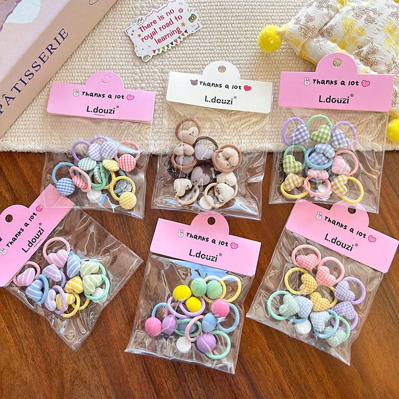 Checkered Heart Hair Ties for Girls  – High Elastic Baby Hair Ropes