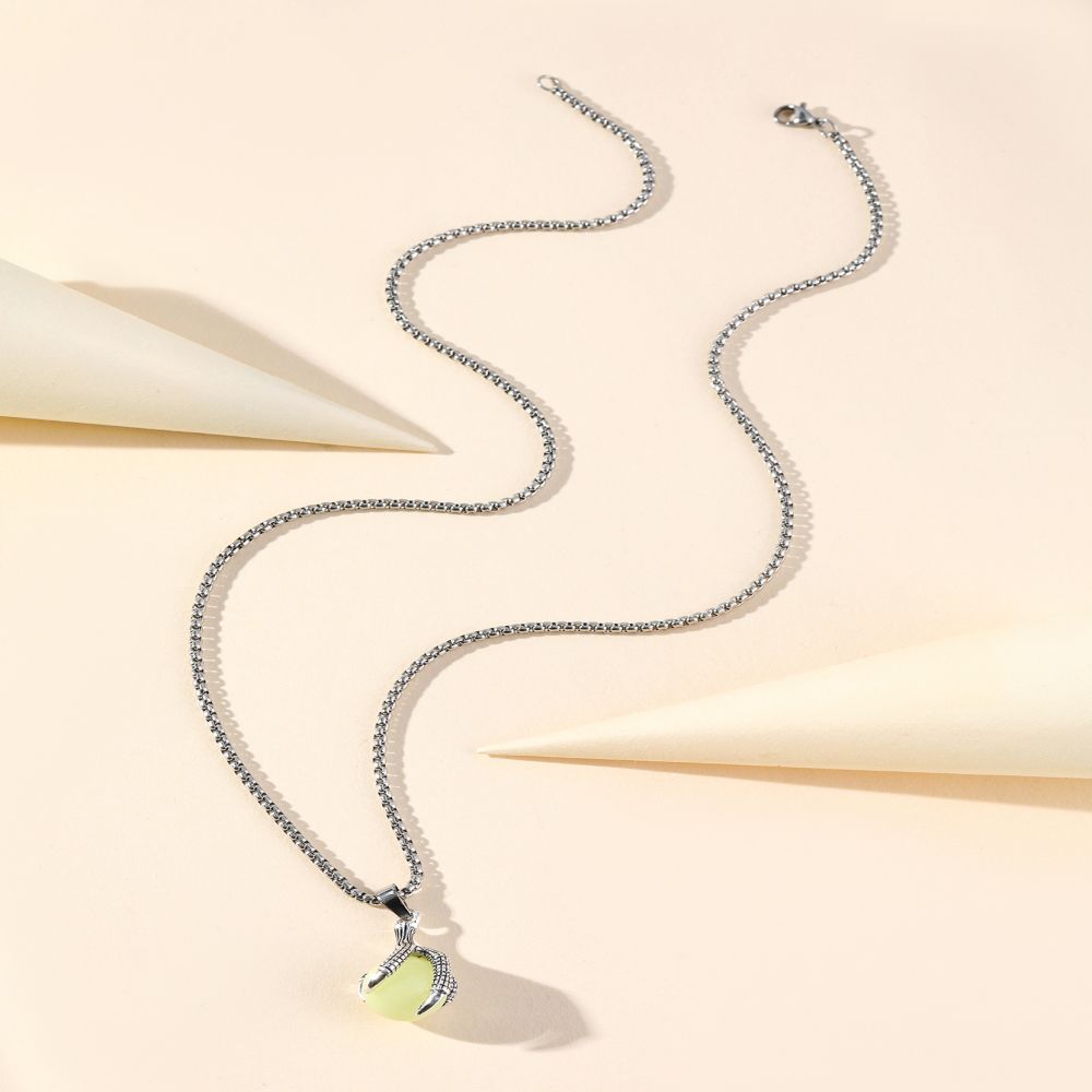 Luminous Dragon Claw Pendant Necklace with Magic Eye – Streetwear Jewelry for Unisex