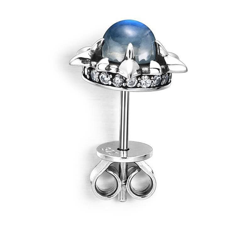 Unisex Polaris Stud Earrings – Alloy with Blue Moonstone Jewelry