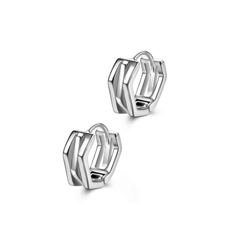 Geometric Staggered Men's Earrings, Korean Style