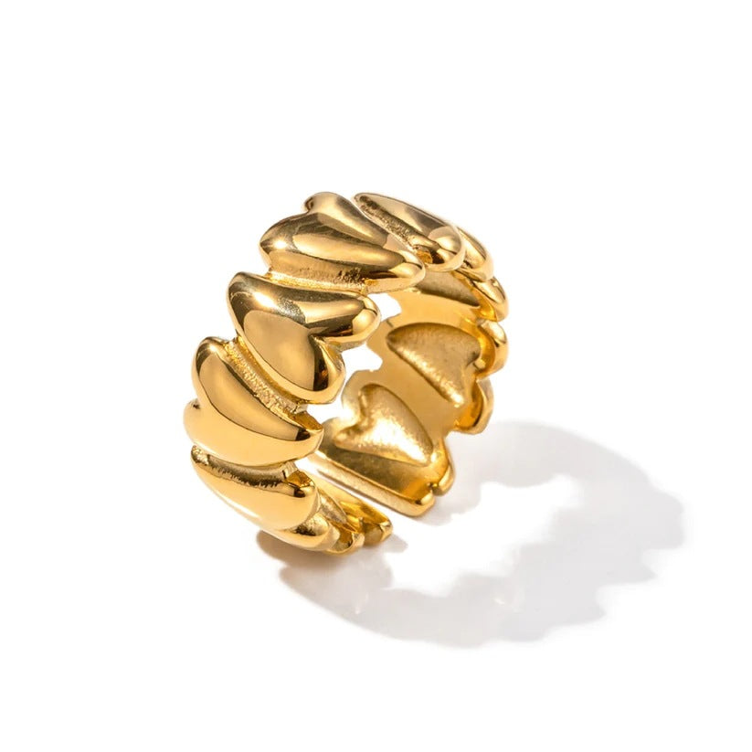 Adjustable Heart Repeat Stainless Steel Ring – Bold Minimalist Love Band