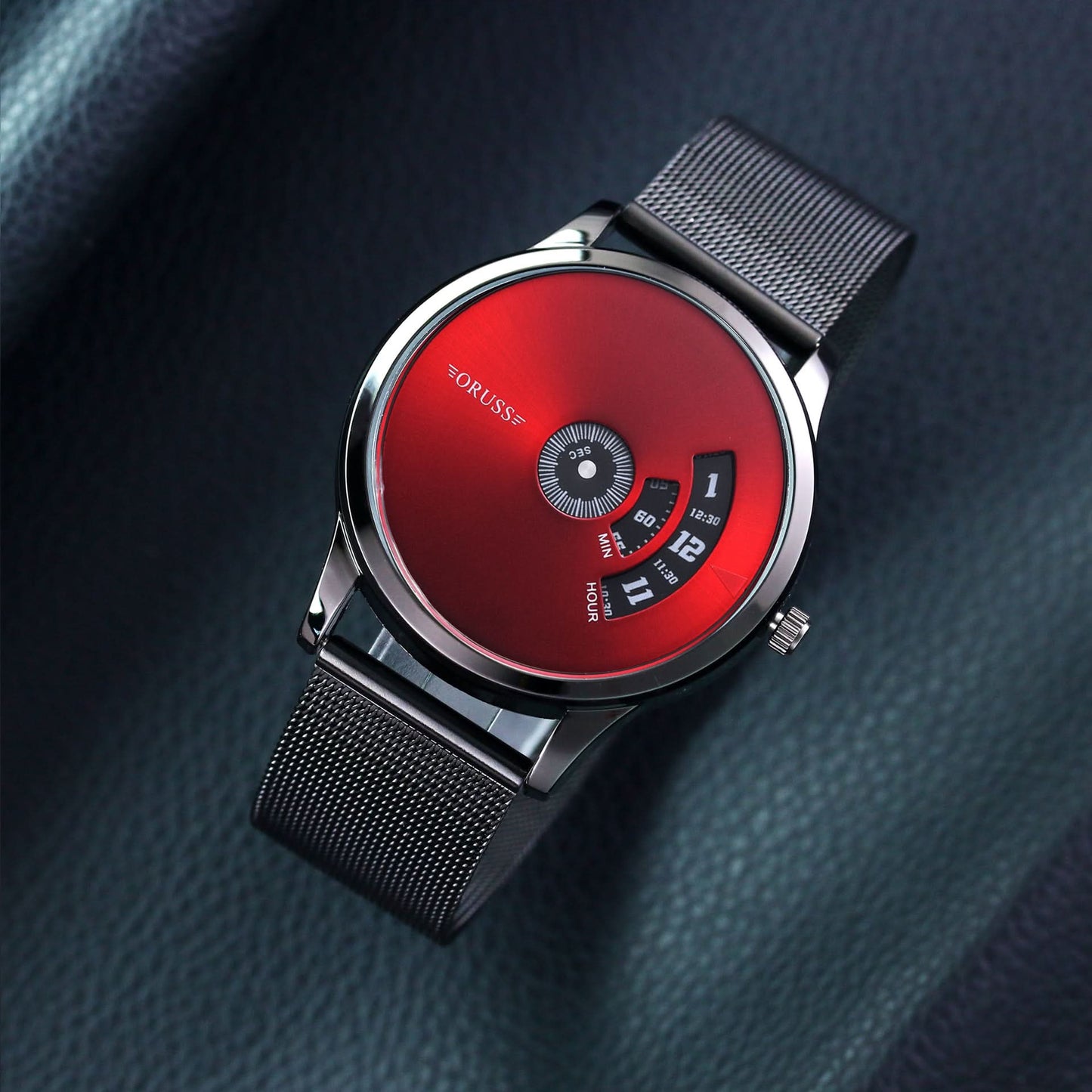 Men's Unique Dial Stainless Steel Watch - Mesh Strap