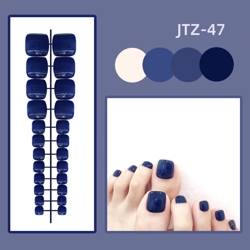 Glossy Toenail Nail Stickers – 24-Piece Finished Fake Nails Set