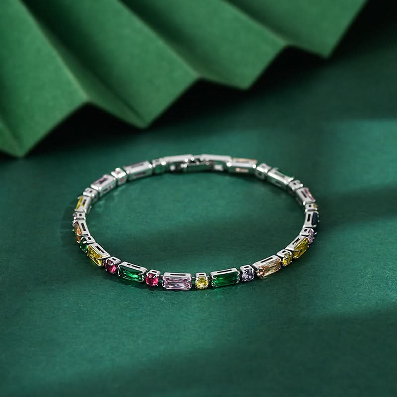Colorful Zircon Chain Bracelet for Women – Micro-Inlaid Claw Design