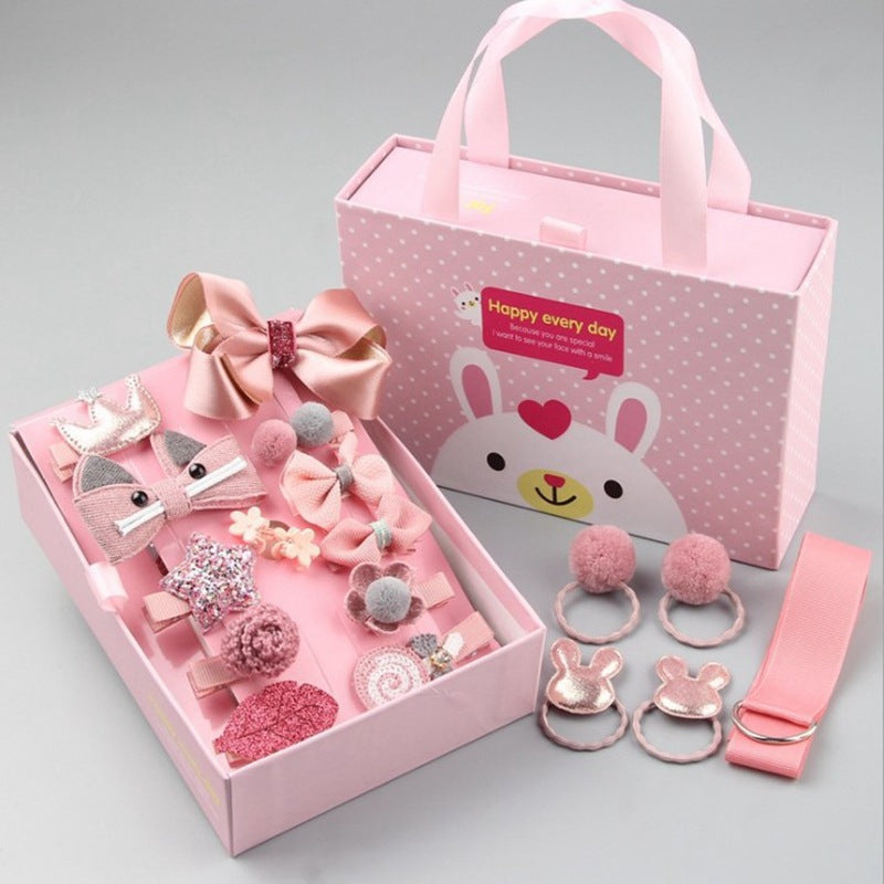 18-Piece Kids' Bow Hair Accessories Gift Set – Fabric Hairpins for Girls