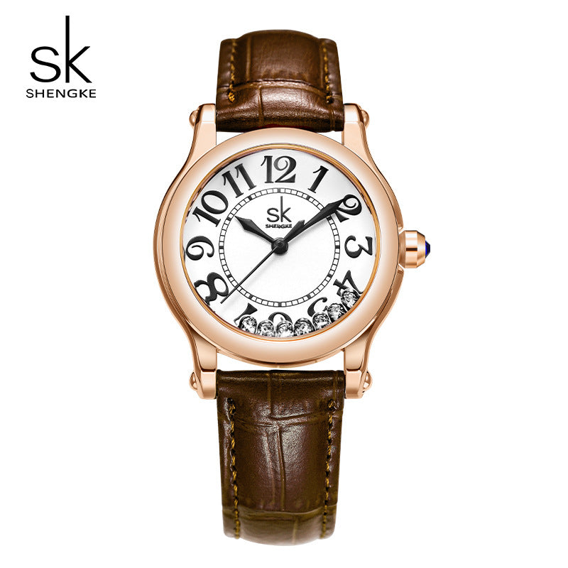 SK Women’s Quartz Watch – Round Dial, Waterproof Basic Fashion Watch