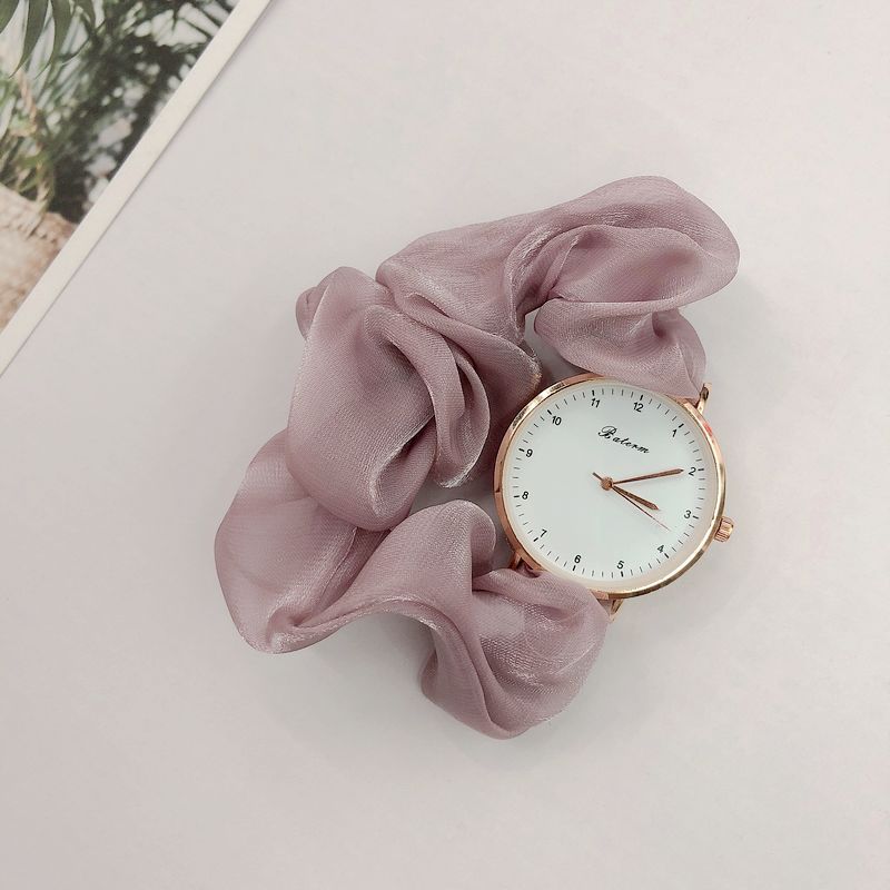 Girls’ Korean Scrunchy Strap Quartz Watch – Fashion Digital Dial