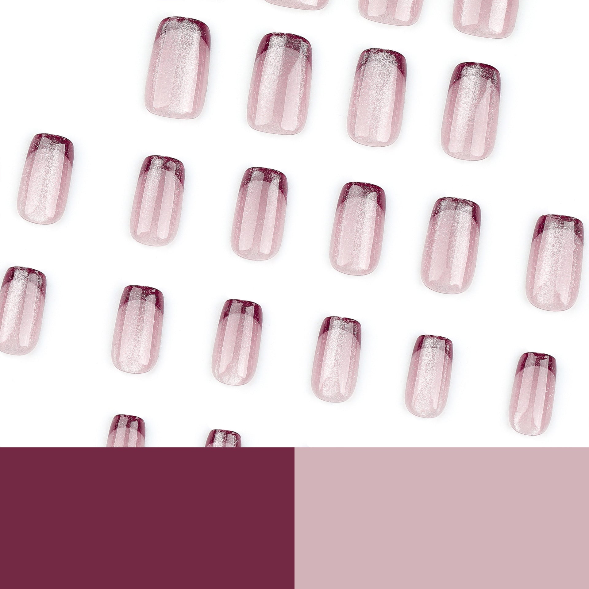 Nude Burgundy French Tip Press-On Nails – Wearable Coffin Acrylic False Nails
