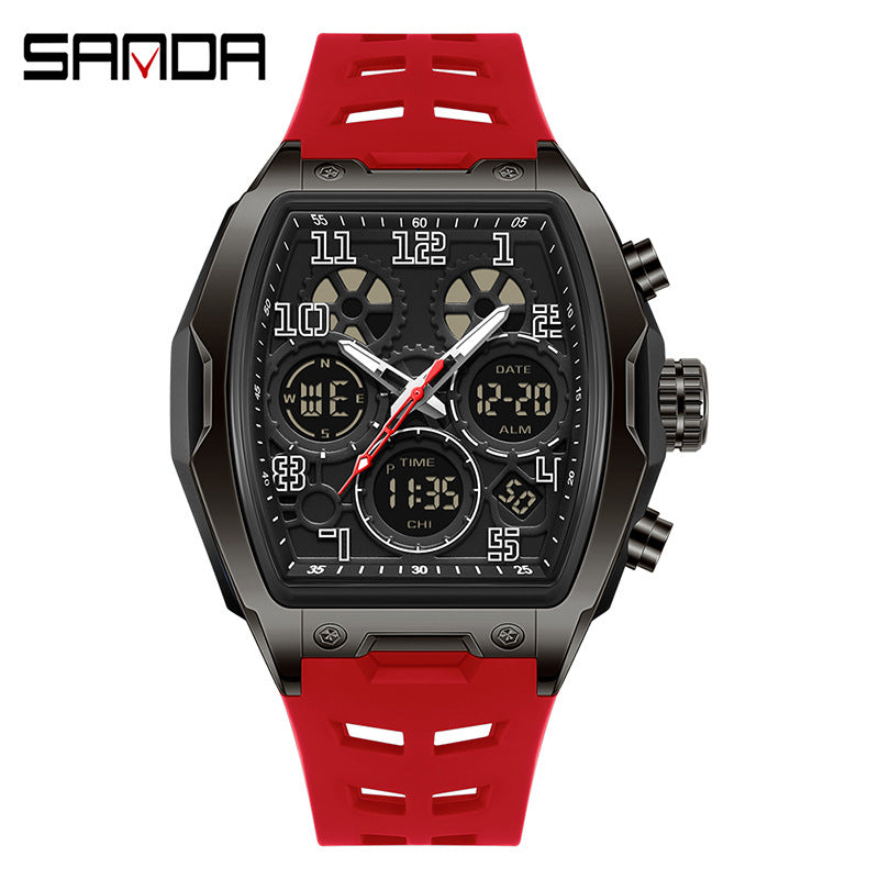 SANDA Men’s Digital Sports Watch – Waterproof Multifunction Alarm Watch with Dual Time