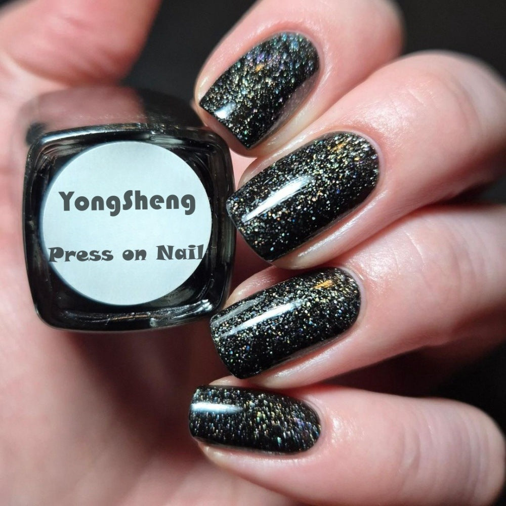 Dreamy Glitter Foil Press-On Nails – Durable Acrylic False Nails, Medium Square Shape