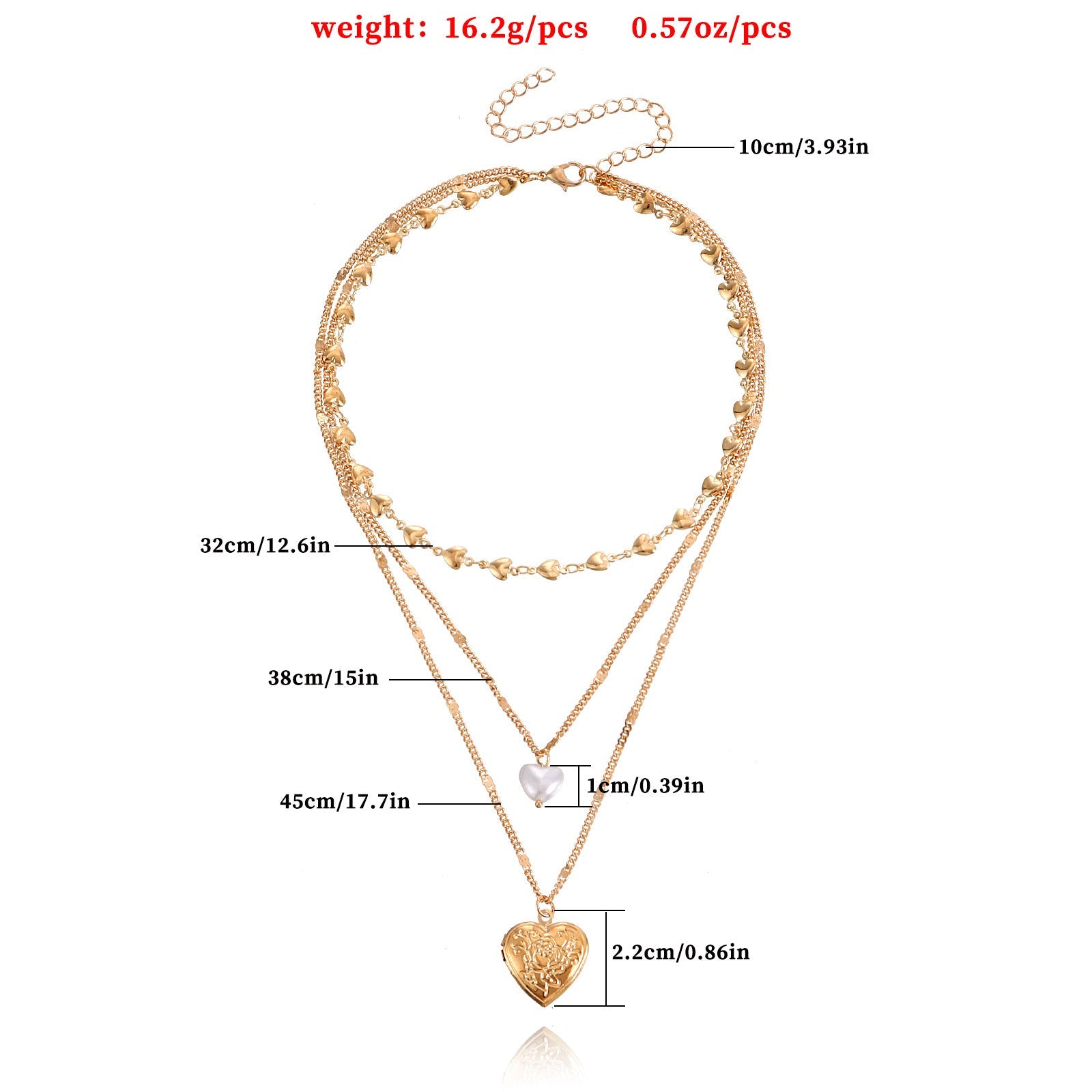 Multi-Layer Heart Pendant Necklace for Women – Gold Alloy Clavicle Jewelry
