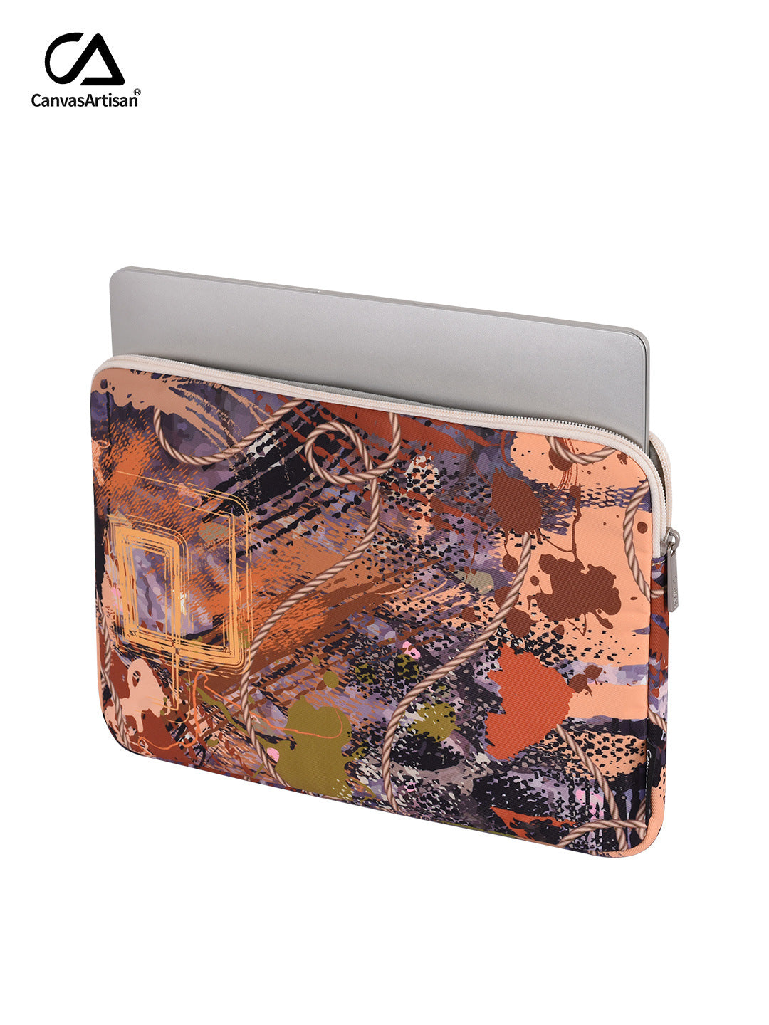 Orange Abstract Art Laptop Sleeve – Waterproof Shockproof Polyester Case for 11–15 Inch Laptops