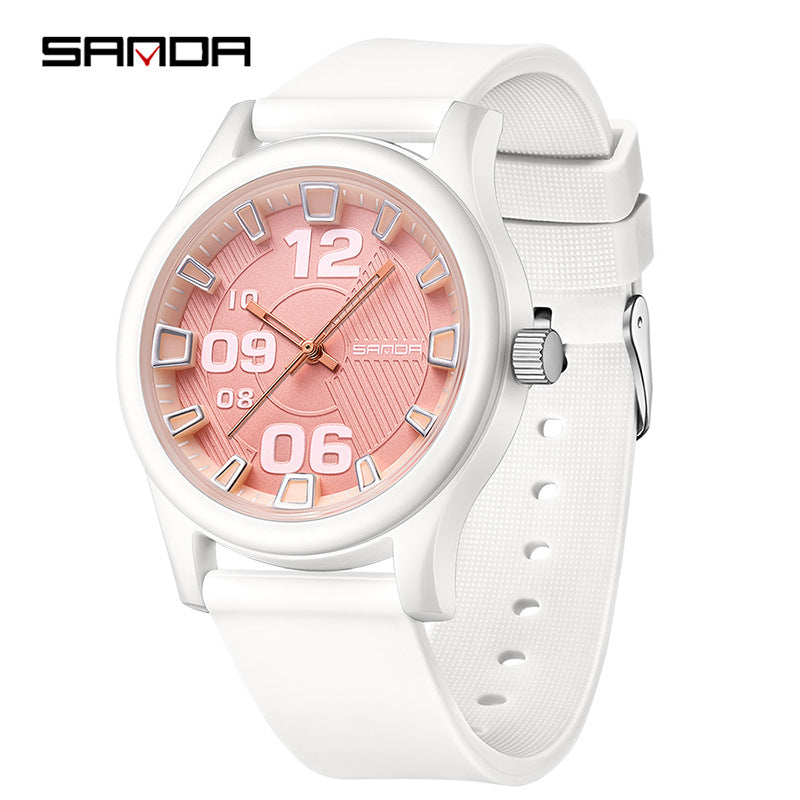 Sanda Kids Quartz Watch – Waterproof Contrast Color Silicone Student Watch