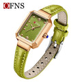 OFNS Women’s Quartz Watch – Retro Rectangular Dial, Leather Strap Fashion Wristwatch