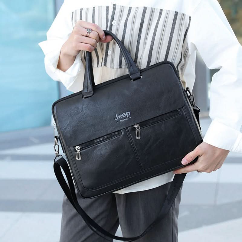 Men’s PU Leather Business Bag – 16" Laptop Briefcase, Waterproof & Wear-Resistant
