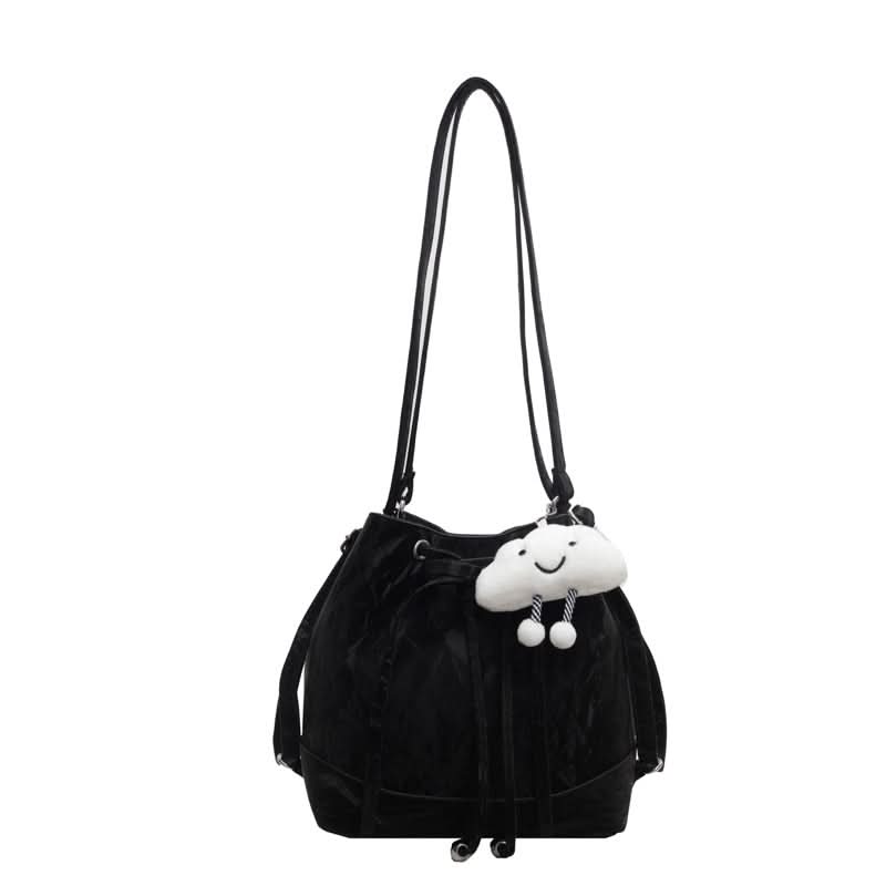 Women’s PU Leather Drawstring Backpack – Stylish Bucket Messenger Bag