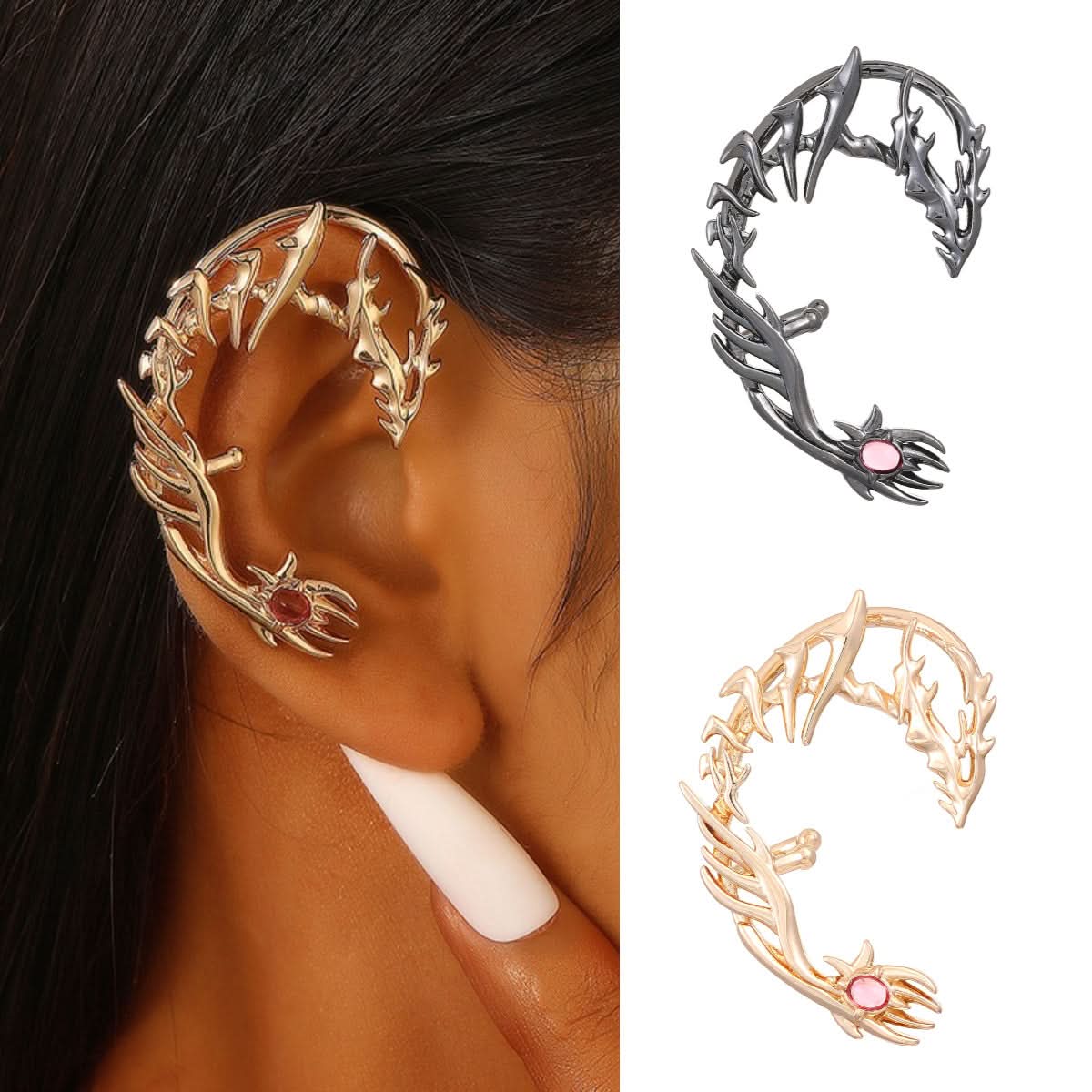 Zircon Antler Ear Cuff for Women