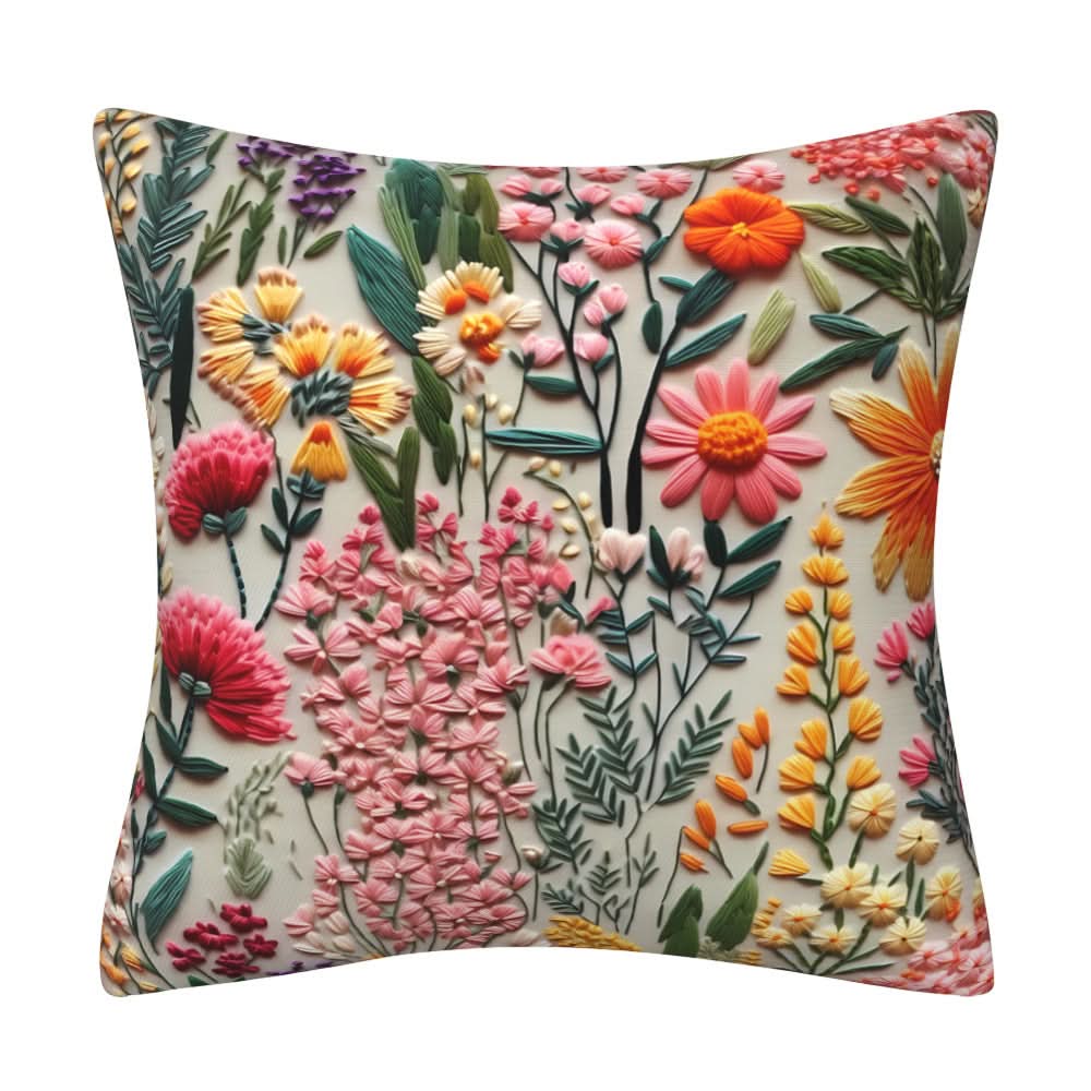 3D Imitation Embroidery Flower Pillow Cover