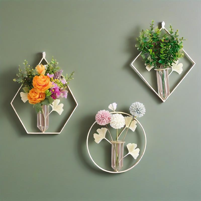 Nordic Gold Hydroponic Wall Vase – Modern Ginkgo Leaf Wall Decor