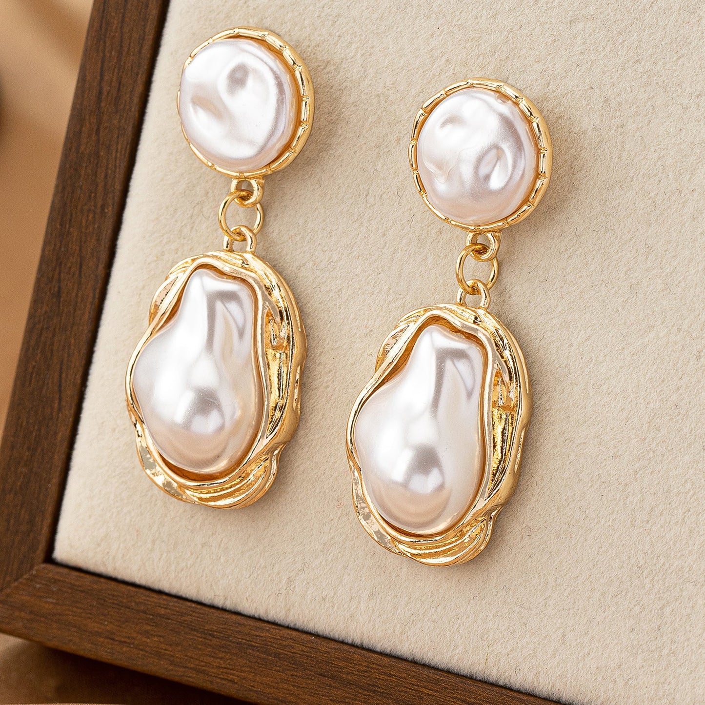 Baroque Pearl Earrings for Women – Alloy Retro Geometric Fashion Jewelry