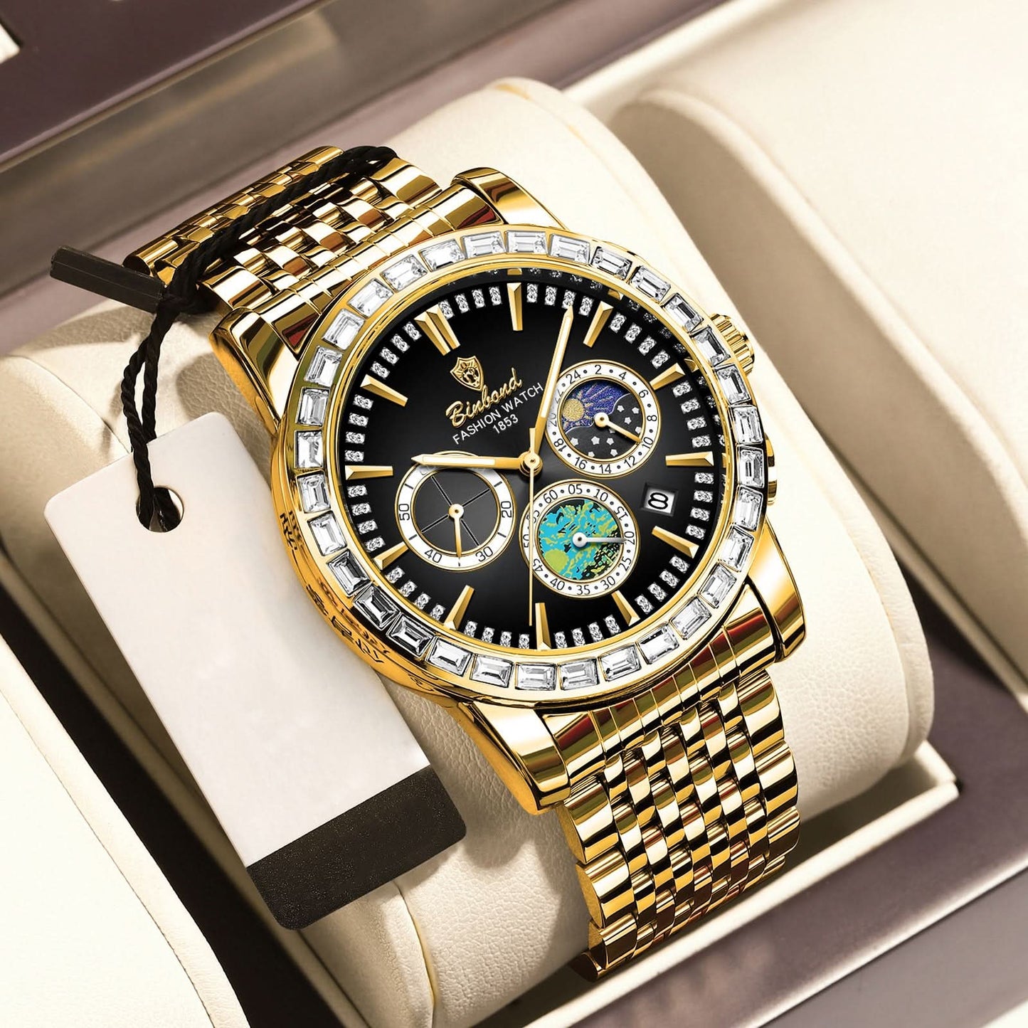 Men’s Luxury Moon Phase Watch – Stainless Steel