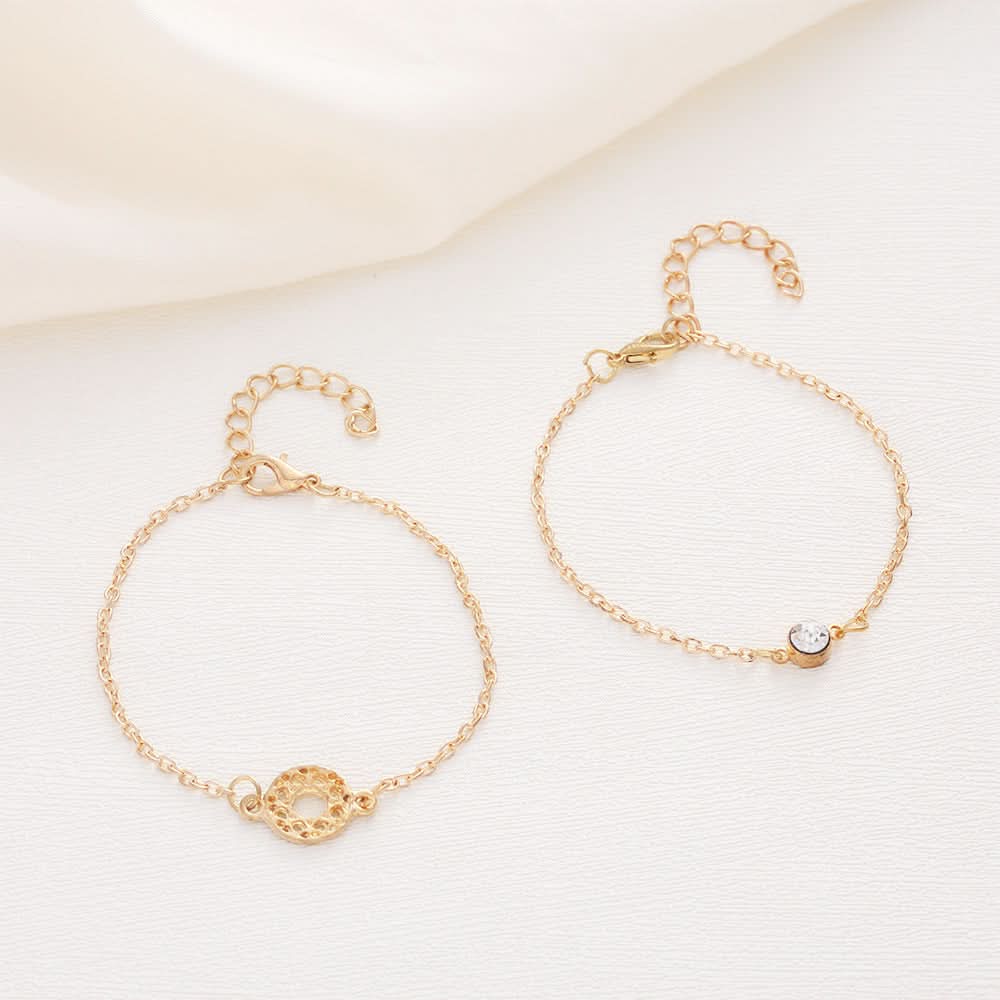 Women’s Rose Gold Bracelet Set – 6-Piece Infinity, Leaf & Diamond Charm Bangles