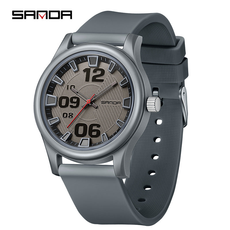 Sanda Kids Quartz Watch – Waterproof Contrast Color Silicone Student Watch