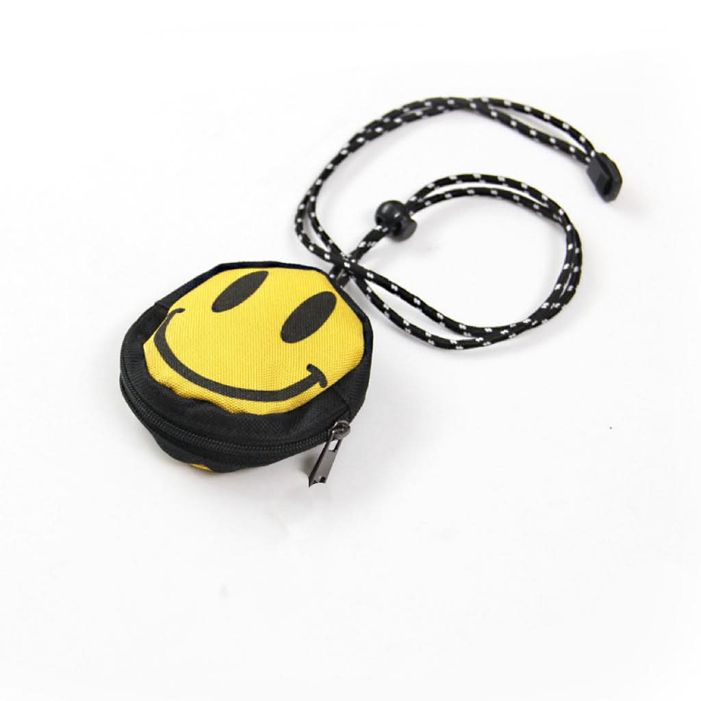 Mini Smiley Coin & Earphone Pouch – Hanging Neck Key Storage Bag