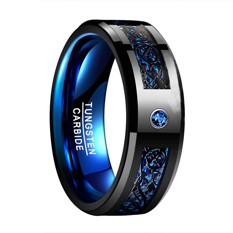 Men's Dragon Titanium Steel Ring with Zircon