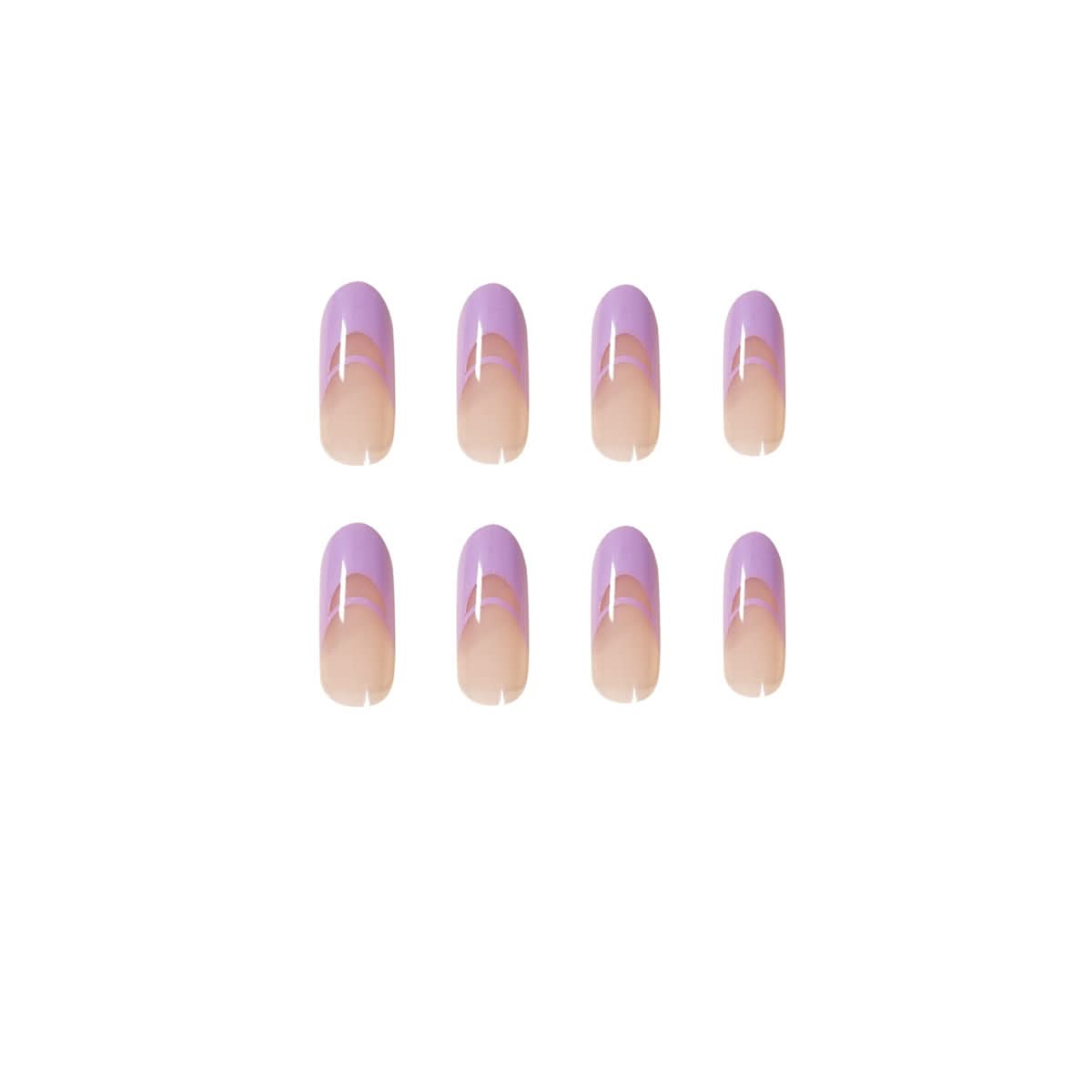 Pastel Purple Double French Press-On Nails – Almond Shape, Glossy Finish