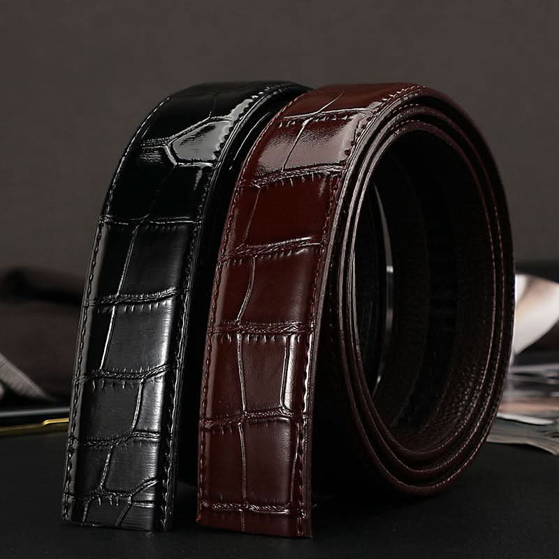 Men's Crocodile Leather Belt - Automatic Buckle