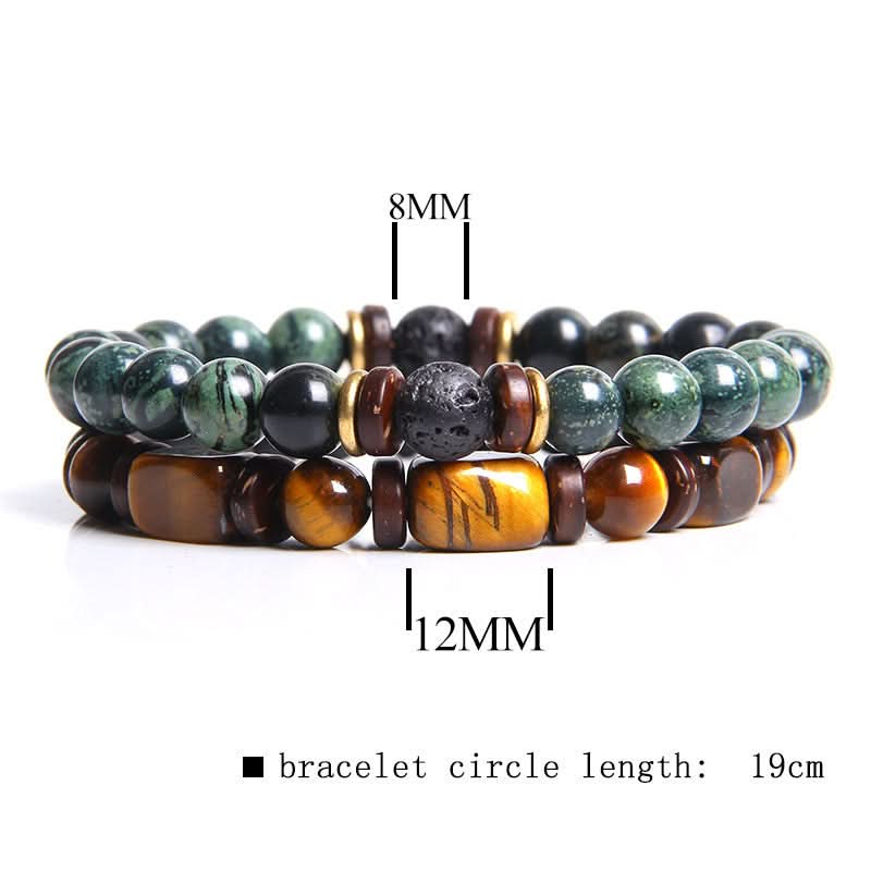 Retro Style Natural Tiger Eye Stone Bracelet Set – Unisex