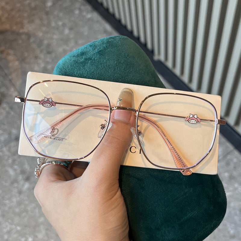 Korean-Style Irregular Metal Frame Glasses – Anti-Blue Light Full-Rim Polygon Eyewear