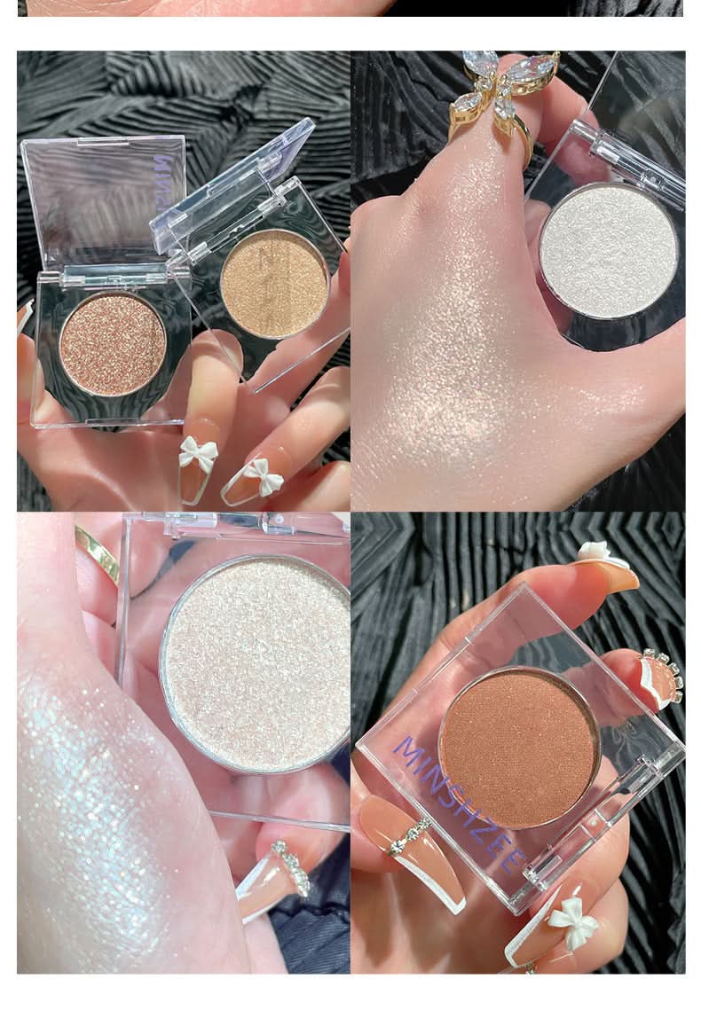 MINSHZEE Pearlescent Glitter Eyeshadow – Single Shade, Long-Lasting & Highly Pigmented