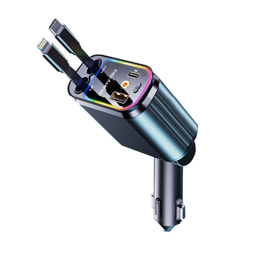 120W Retractable Car Charger with USB Port – Super Fast Charging Cigarette Lighter Adapter