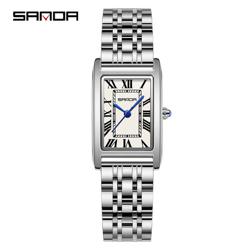 SANDA Retro Square Quartz Couple Watch – Waterproof Unisex Watch with Roman Dial