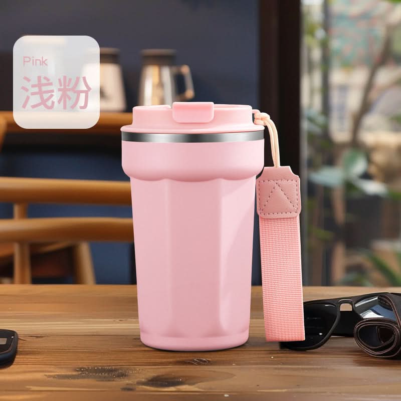 Stainless Steel Vacuum Insulated Coffee Tumbler – Portable Mug with Handle