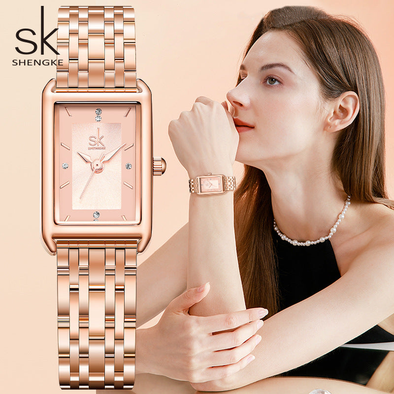 SK Women’s Square Quartz Watch – 30M Waterproof Fashion Student Watch