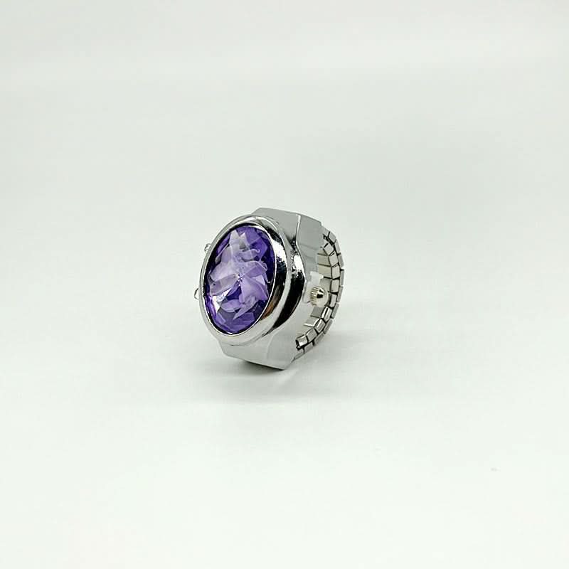 Women's Crystal Cover Ring Watch – Elegant Oval Quartz Finger Watch