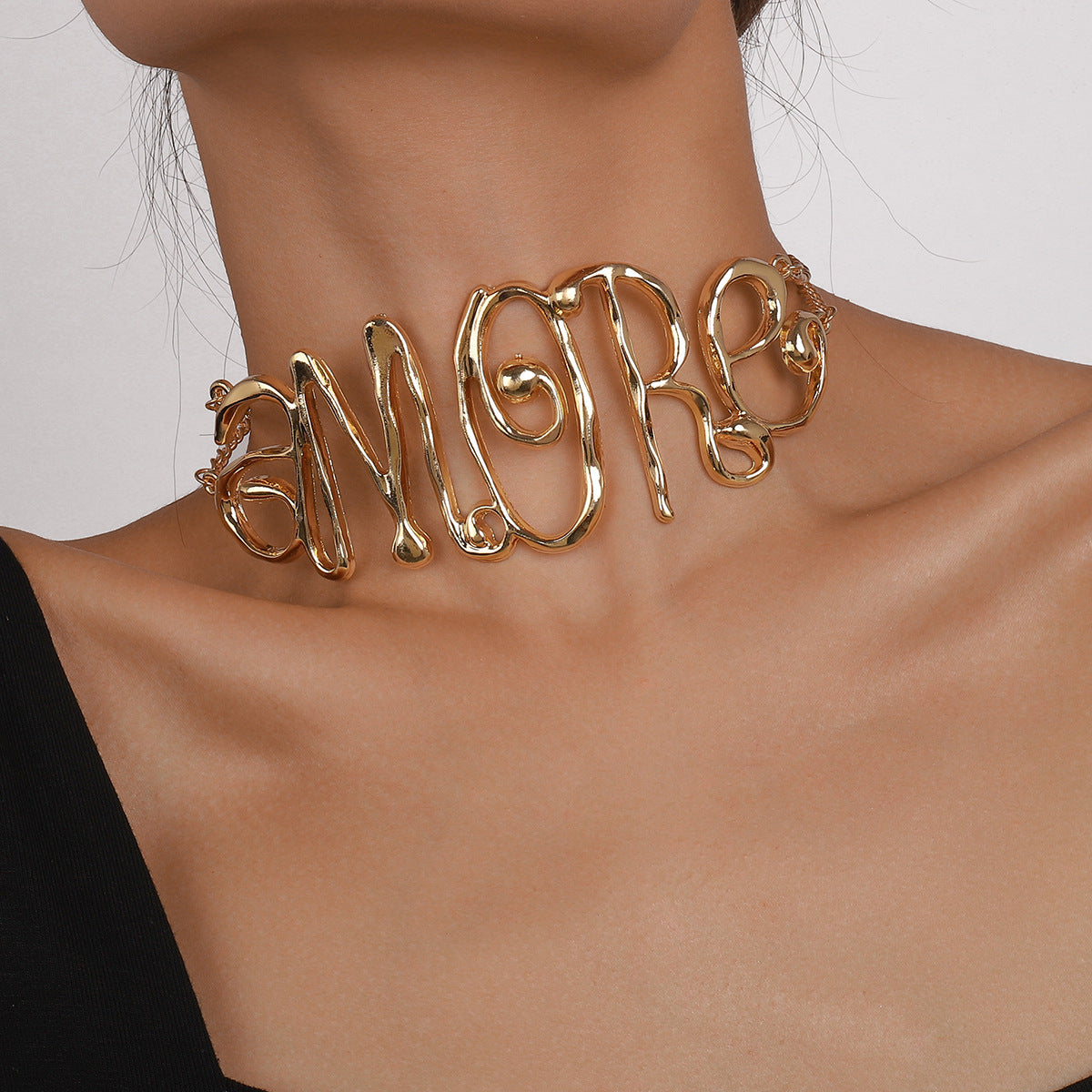 AMORE Letter Pendant Necklace – Retro Hip-Hop Style Statement Jewelry for Women