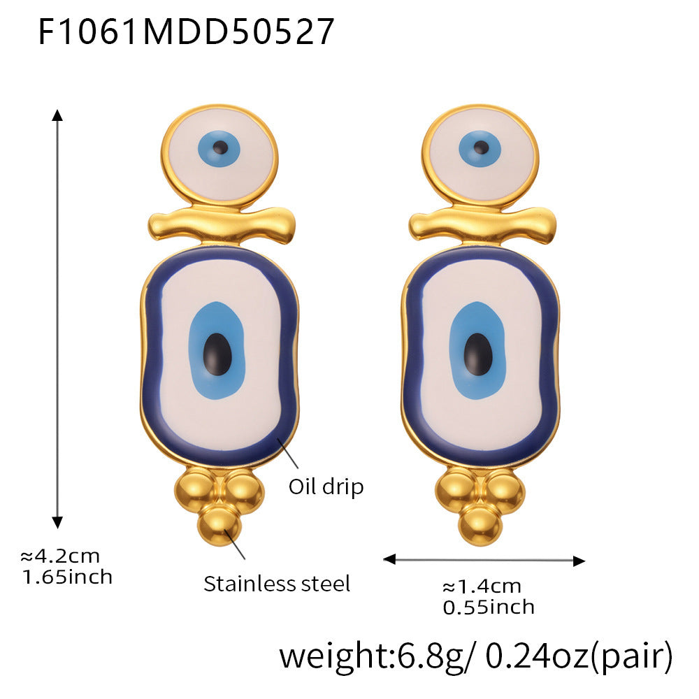 Turkish Evil Eye Earrings for Women – Enamel Glaze, Stainless Steel Statement Jewelry