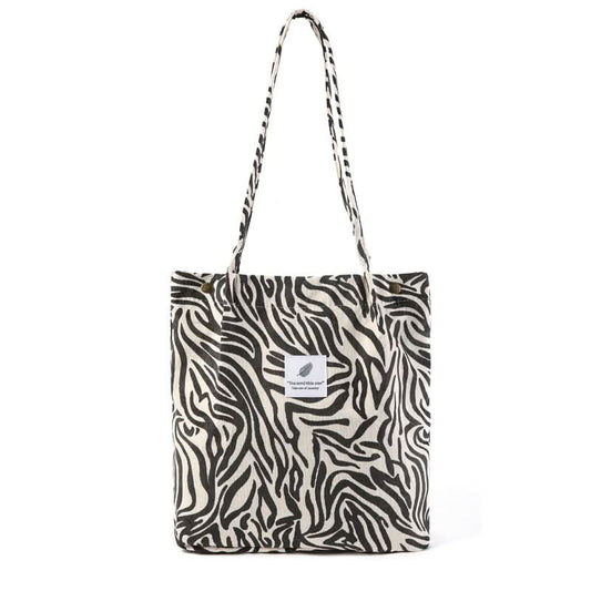 Printed Corduroy Canvas Tote Bag – Trendy, Versatile Design