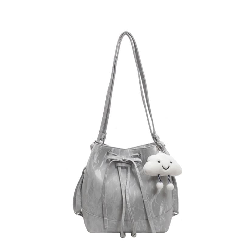 Women’s PU Leather Drawstring Backpack – Stylish Bucket Messenger Bag