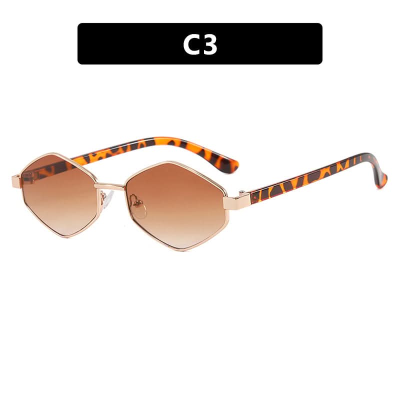 Diamond-Shaped Sunglasses – Street Style Full-Frame Metal, UV400 Sun Protection
