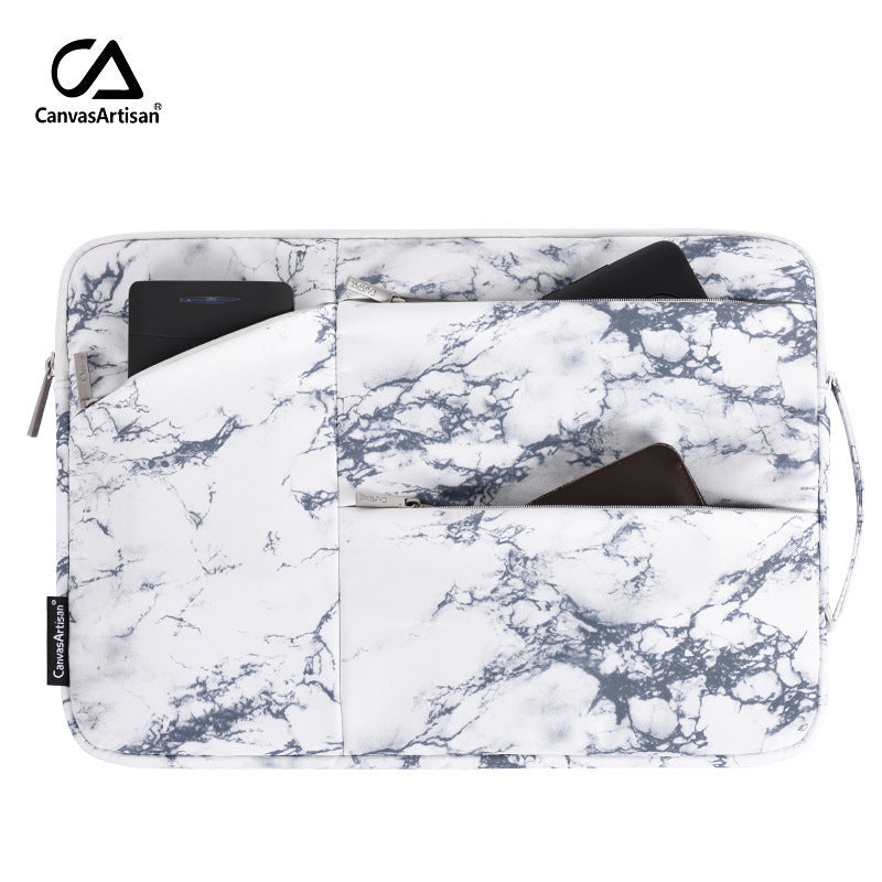Marble Laptop Sleeve – Waterproof, Shock-Resistant Case With Additional Compartments for Lenovo & More