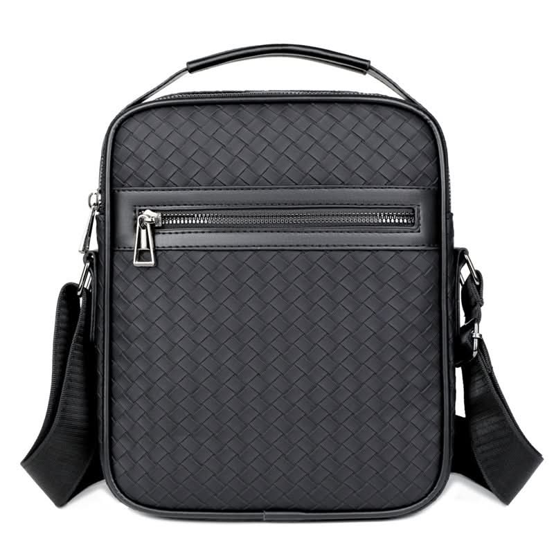 Men’s Woven Plaid Oxford Shoulder Bag – Trendy Business Messenger Backpack