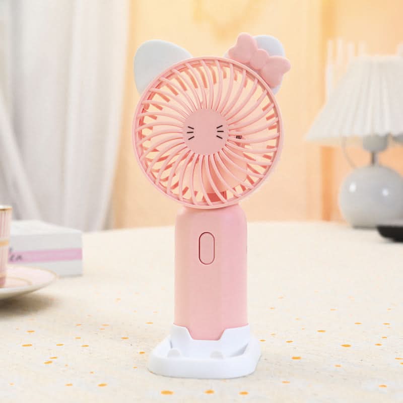 Portable Cartoon Handheld Fan – USB Rechargeable, Detachable Base